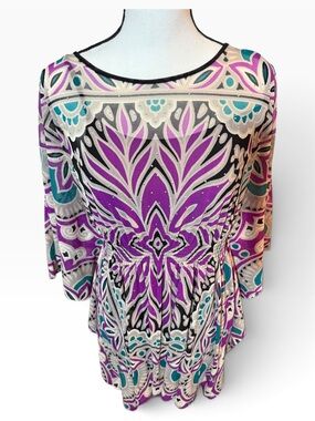 Alfani Purple Patterned Peplum Women's Top